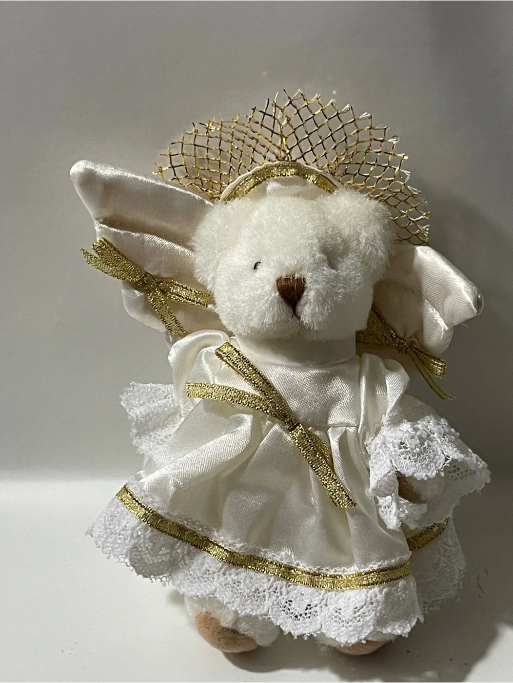 Vintage Handmade Dress Jointed Angel Teddybear Boyd or Precious Moments Style